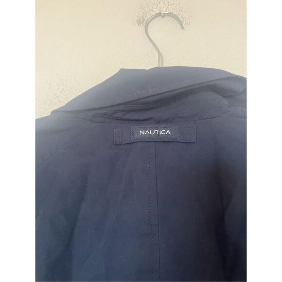 Men’s Nautica Navy Blue Button Up Trench Coat NEW - Picture 8 of 9